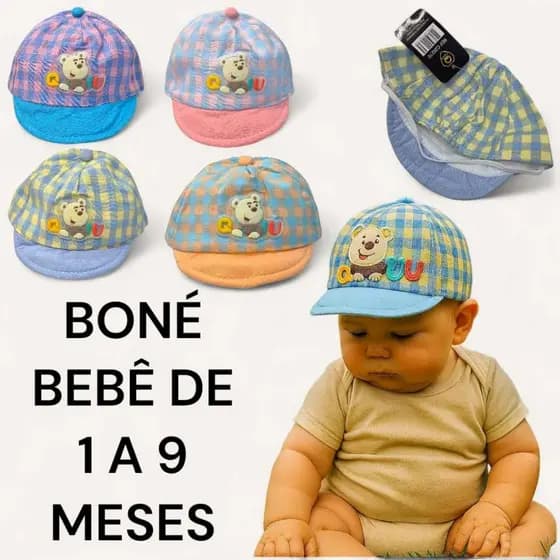 Boné para Bebê – Conforto e Proteção para Seu Pequeno | Circunferência 40–43 cm com Elástico