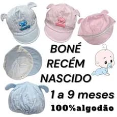 Boné de Bebê 100% Algodão Antialérgico com Elástico Atrás – Boné Infantil Leve e Fresco para Verão