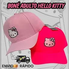 Boné Adulto Hello Kitty Feminino Estilo Casual | Ajustável | Cores Rosa e Pink | Moda Tumblr