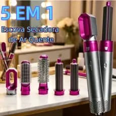 Kit Secador Modelador De Cabelo 5 Em 1 Escova De Ar Quente Multifuncional Com 5 Bicos Intercambiáveis Sem Dano Ao Cabe