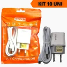 Kit 10 Carregador de Celular Super Charging 3.1A Cabo MICRO V8 / TIPO-C / Lightning Iphone A'Gold