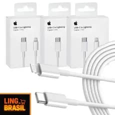 Kit 3 Cabo Carregador Turbo Celular Tipo C Lightning Fonte Carregador Celular Carregamento Turbo