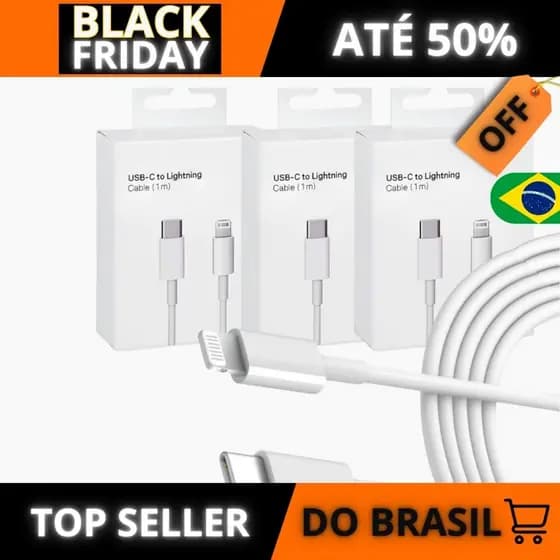 Kit 10 Cabo Turbo Rápido Reforçado V8 / TIPO C / LIGHTINING /