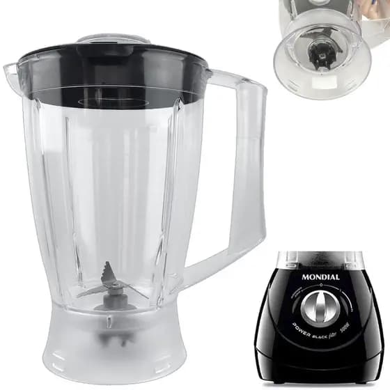 Copo De Liquidificador Para Mondial Power Black / Mondial Dinamico / Line L-28 L-26 Cristal Preto