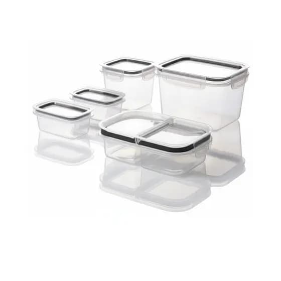 Kit 5 Potes Trava Dupla Hermético Transparente Micro Freezer