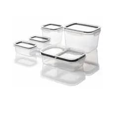 Kit 5 Potes Trava Dupla Hermético Transparente Micro Freezer