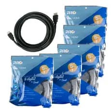Kit 5 Cabos HDMI 5m 4K UltraHD 3D Proeletronic p/ TV PC