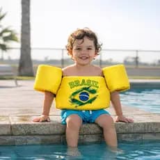 Colete Boia Infantil Brasil Flutuador Criança Piscina Praia Segurança Ajustável Confortável 2-6 Anos