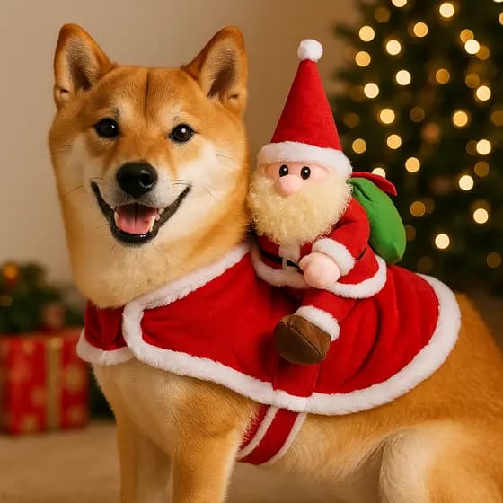 Fantasia Natalina Pet Papai Noel Montado Roupinha Confortável Para Cachorro e Gato Natal