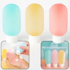 kit 6 Frascos de Viagem 60ml Portáteis Recarregáveis Para Shampoo, Creme, Álcool e Sabonete