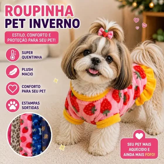 Roupinha Pet Inverno Soft Quentinha Macho e Fêmea Plush Macio Kit 1 2 ou 3 Unidades