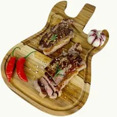 Tábua de Corte Para Churrasco Carne Formato Guitarra Violão Madeira Nobre Teca