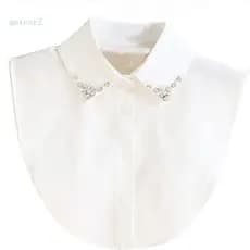 Rhinestones Beads False Shirt Collar Fashionable Decorative Faux Collar Tie W