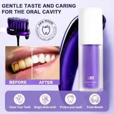 Pasta De Dente Roxa Iluminadora Instantânea V34 – Fórmula Suave Para Dentes Sensíveis , Ajuda a Desbotar Manchas Amarela