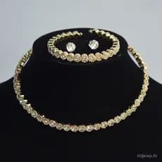 3Pcs/Set Fashion Crystal Bridal Jewelry Sets Prata Cor Gargantilha Geométrica Colar Brincos Pulseira Jóias De Casamento