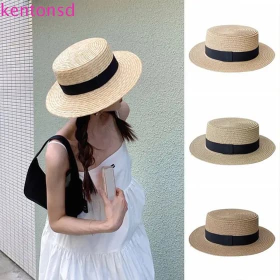 Chapéu Dourado Estilo Francês, Chapéu de Sol, Chapéu de Praia, Primavera Verão, Férias, Unissex BWZQ