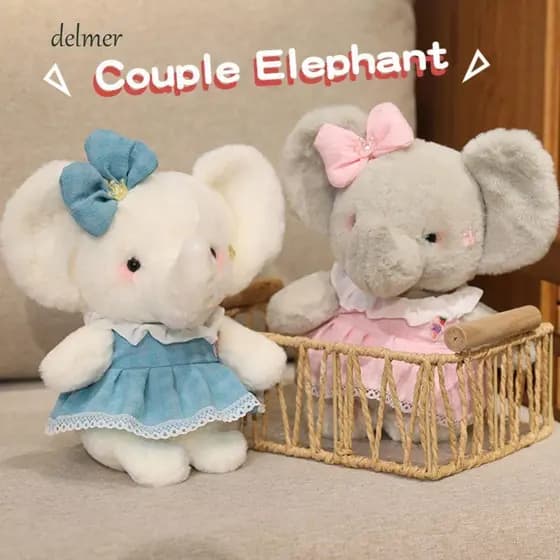DELMER Brinquedos De Pelúcia De Coelho De Desenho Animado , Boneca Macia E Elegante De Elefante Bonita