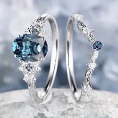 Anéis CZ Azuis Atraentes Femininos , Lindo Acessório De Dedo Para Festa De Casamento , Joias Nobres E Brilhantes De Aniv