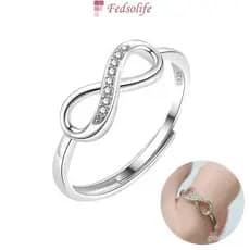 [Anel Fedsolife ajustável] Infinito brilhante diamante banhado a ouro INS titânio aço feminino dedo indicador