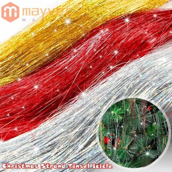 Fios De Gelo MAYVET Decoração de Tinsel Decoração de Férias Tinsel Dourado Árvore de Natal Prata IYUG