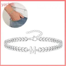 Pulseira Masculina Cubana Link Personalizado Unissex Inicial Ajustável Nome Charme Para Casais Perfeito Dia Dos Namorados Gif