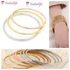 Fedsolife Moda Pulseira Banhada a Ouro Estilo Coreano Único 3mm Empilhamento Simples 3pcs