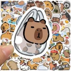100 Folhas de Adesivos de Capivara Fofos de Ins Cartoon para Diários, Adesivos de Copo à Prova d'Água, Decorações Criati