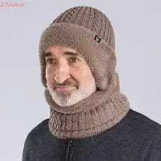 Conjunto De Cachecol E Chapéu DALTON , De Lã Macia Balaclava Engrossado Pelúcia Elástico Com Capuz Boné Térmico Ao Ar Li