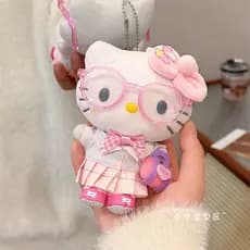 Óculos Universitários Gato Pingente Japonês Bonito JK Uniforme Escolar Olá Kitty Saco Charme Mochila Chaveiro Ins pyd4
