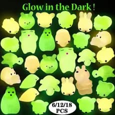 Mochi Squishies luminosos de 6/12/18 peças, brinquedos de estresse para animais Mochi Squishy, mini brinquedos para alív