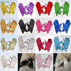 Luvas De Cetim NIDOSE , Noiva De Cor Sólida , Acessórios De Roupas Elásticas De Dança Femininas