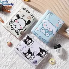 Sanrio Carteira Fofa Elegante Bolsa De Moedas Multicartão Três Dobras Couro PU Cartão Curta Presente De Aniversário