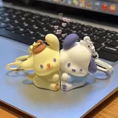 2 Pçs Sanrio Criativo Magnético Pochacco PomPom Purin Chaveiro Melodia Dos Desenhos Animados Kuromi