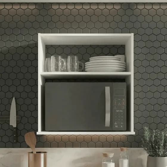 Suporte Micro-ondas Forno Elétrico 100% MDF Nicho Organizador Suporte Duplo Multiuso