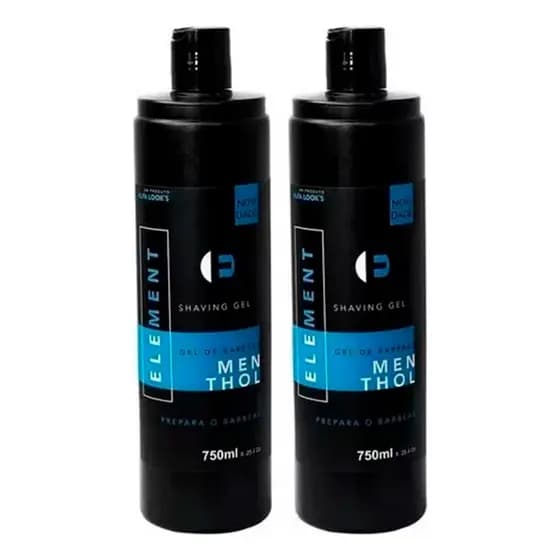 Kit 2x Shaving Gel De Barbear Menthol Shave 750ml Element