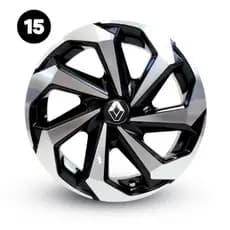 Kit 4 Carlotas Aro 15 Prata/Preto Renault Sandero Logan Fluence