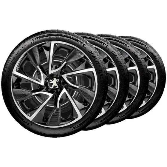 Jogo 4 Calota Esportiva Ds4 Aro 15 Preta/Prata Peugeot 206 207 208 307