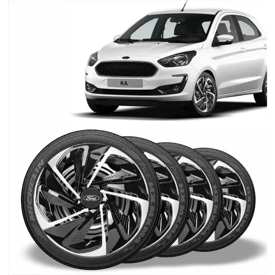 Jogo 4 Calota Nitro Aro 13/14 Preta Prata Ford Ka Fiesta EcoSport Focus