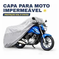 Capa Para Moto Impermeavel Proteção Sol E Chuva 100% Forrada Cinza-escuro