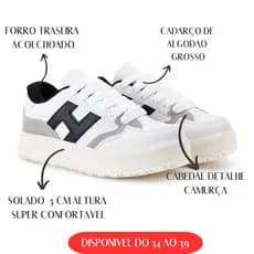 Tenis Moderno Casual Branco Preto 34 AO 39 Feminino Plataforma Estilo Coreano