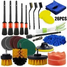 Kit 26 Peças para Limpeza Profunda de Carros | Escovas, Esponjas e Acessórios para Parafusadeira