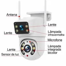 Câmera de segurança YOOSEE IP66 Wi-Fi com lente dupla e sensor de movimento 360°