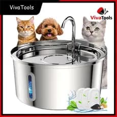 Fonte de Água para Pets Aço Inox 3L | Bebedouro Automático Silencioso com Janela de Visor NewPet
