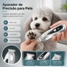 Máquina de Tosa Pet Recarregável com Led e Display – Silenciosa (Preto/Prata)