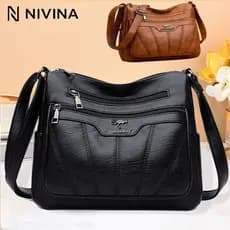 Bolsa de couro macio e grande capacidade, bolsa de ombro, bolsa mensageiro,bolsa transversal feminino