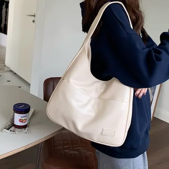Bolsa Crossbody De Couro PU De Média Capacidade Feminina Elegante Alça Ajustável