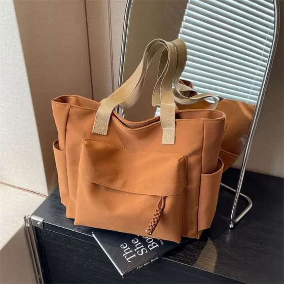 Bolsa Feminina Lona Grande Capacidade Ombro Casual Viagem Faculdade Moda 2026 Multi Bolsos