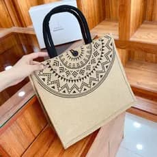 Bolsa Tote Feminina de Juta Ecobag Grande Capacidade Ecológica para Compras Praia e Viagem