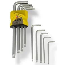 Jogo Chave Torx Longa 9 Peças T10 a T50 Aço CR-V Profissional Kit Chaves Torx