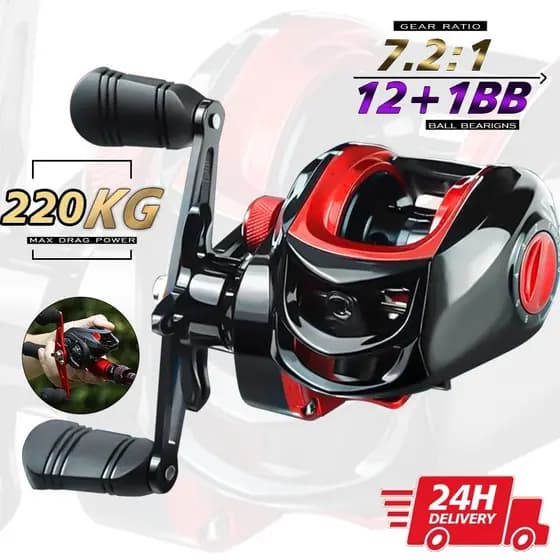 220Kg Carretilha De Pesca Cana De Pesca Molinete Magnético12 + 1BB Baitcasting Fishing Reel